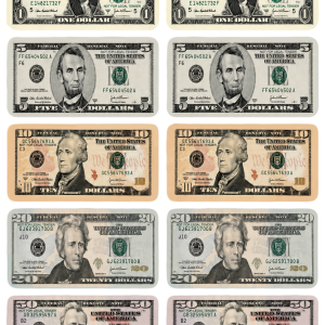 Assorted money dollar bill stickers