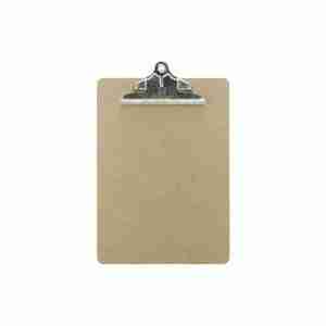 Letter-Size Hardboard Clipboard, 9″ × 12.5″ – Durable Brown Writing Board with Heavy-Duty Metal Clip