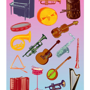 Glossy Music Instruments Sticker Sheets