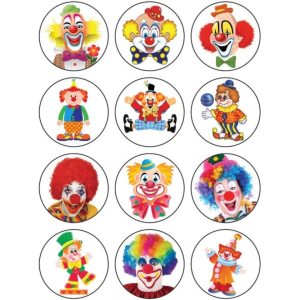 1" Round Clown Face Reward Stickers for Kids, 10 Sheet Value Pack - Circus & Carnival Party Supplies