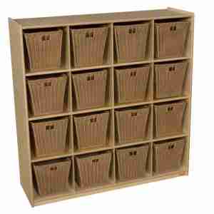 (16) Cubby Storage with Medium Baskets