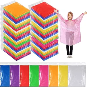 Disposable Rain Ponchos for Kids 10Pk – Lightweight Travel Raincoats