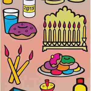 Chanukah Die-Cut Stickers – 6 Sheets / 25 Sheets | Bright Holiday Craft Stickers