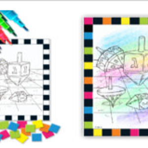 Chanukah Dreidel coloring with Mosaic Square