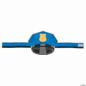 Cardstock police hat craft cutouts for kids, blue police hat paper headband for classroom dress-up and pretend play activities